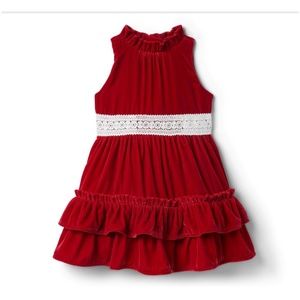 Janie & Jack Velvet Ruffle Dress, Holiday Red, Size 7